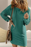 Striped Round Neck Long Sleeve Mini Dress - Trendsi - Flyclothing LLC