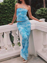 Printed Tube Top and Maxi Skirt Set - Trendsi - Flyclothing LLC