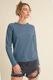 Aemi + Co Lettuce Hemline Round Neck Raglan Sleeve T-Shirt - Trendsi