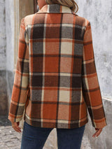 Perfee Plaid Button Down Lapel Collar Blazer - Trendsi - Flyclothing LLC