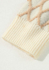 Diamond Pattern Mock Neck Long Sleeve Sweater - Trendsi - Flyclothing LLC