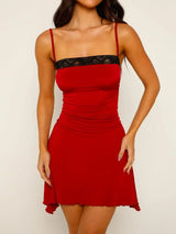 Lace Detail Backless Mini Cami Dress - Trendsi - Flyclothing LLC