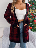 Plaid Open Front Long Sleeve Cardigan - Trendsi