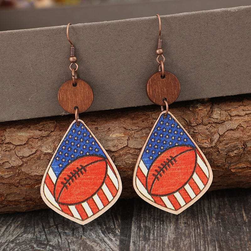 Printed Wooden Dangle Earrings - Trendsi - Flyclothing LLC