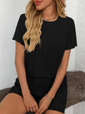 Mandy Round Neck Short Sleeve Top and Shorts Set - Trendsi - Flyclothing LLC