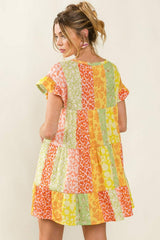 BiBi Leopard Short Sleeve Tiered Dress - Trendsi - Flyclothing LLC