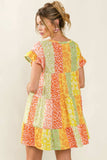 BiBi Leopard Short Sleeve Tiered Dress - Trendsi - Flyclothing LLC