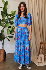 Davi & Dani Printed Smocking Waistband Ruffled Maxi Skirt - Trendsi - Flyclothing LLC