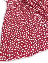 Printed V-Neck Short Sleeve Mini Dress - Trendsi - Flyclothing LLC