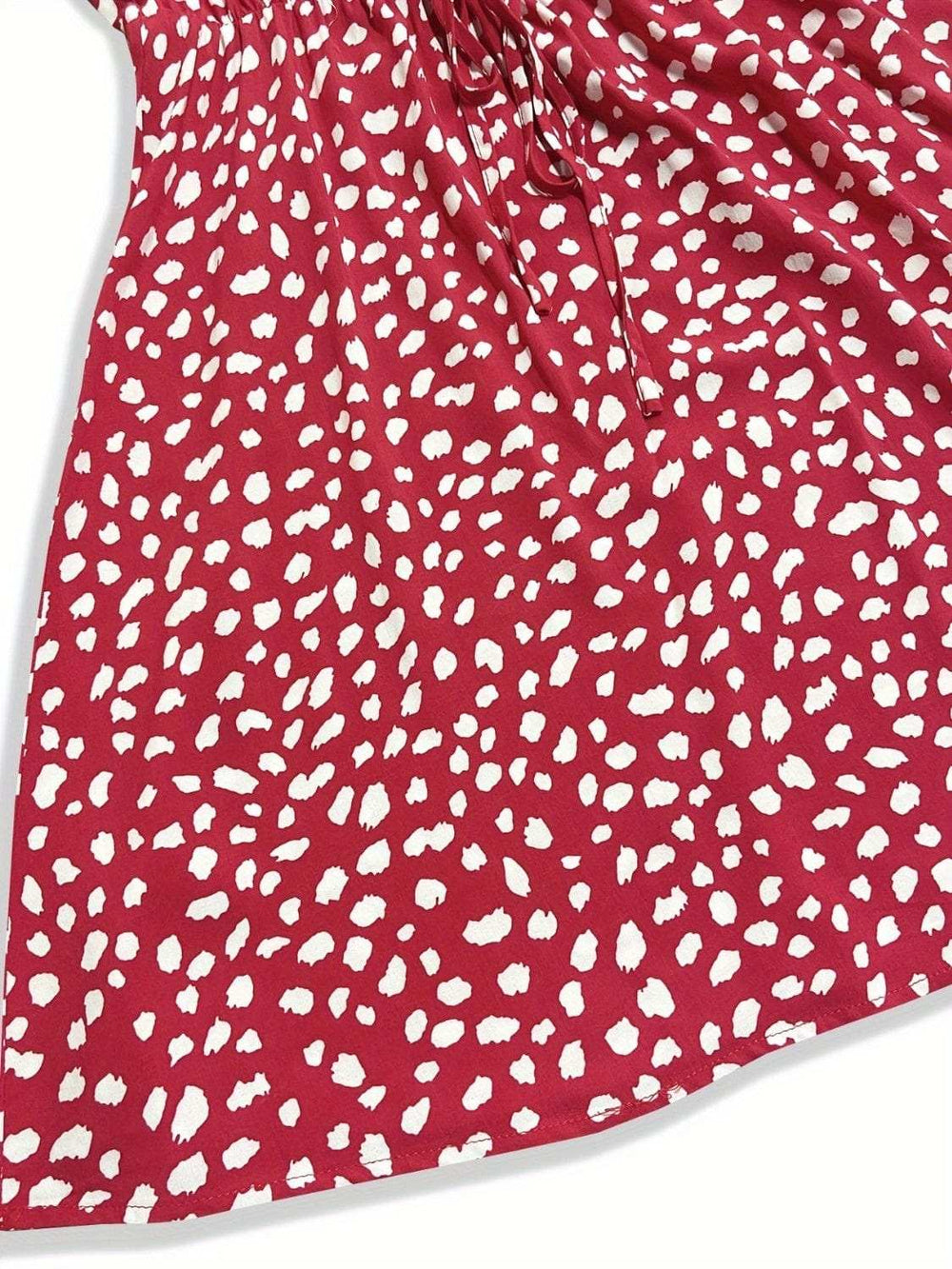 Printed V-Neck Short Sleeve Mini Dress - Trendsi - Flyclothing LLC