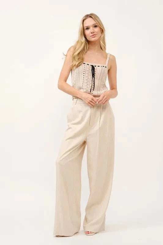 And The Why High-Rise Wide Leg Linen Blended Pants - Trendsi - Flyclothing LLC