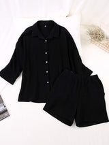 Texture Button Up Shirt and Shorts Set - Trendsi - Flyclothing LLC