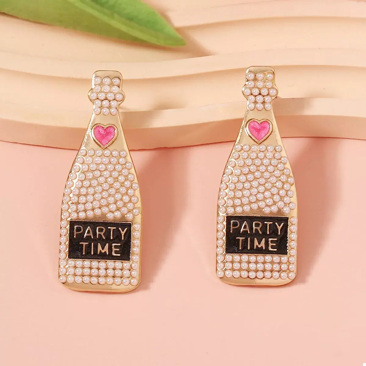 Champagne Bottle Pearl Earrings - Trendsi - Flyclothing LLC
