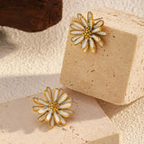 18K Gold-Plated Flower Stud Earrings - Trendsi - Flyclothing LLC