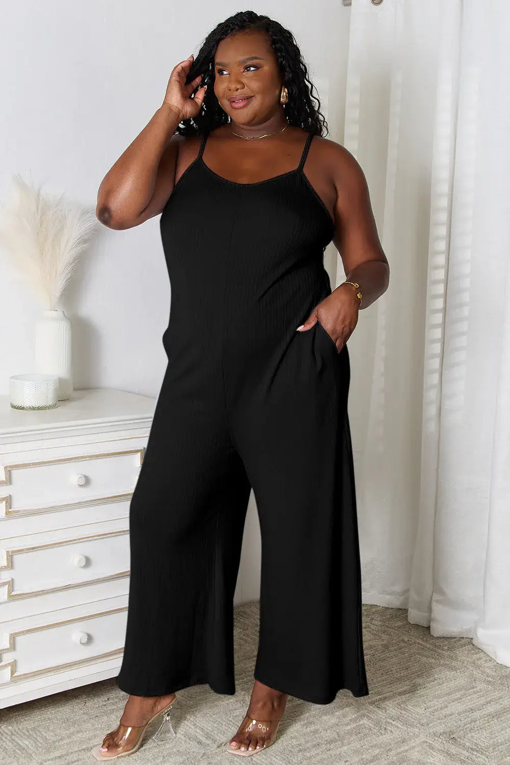 Basic Bae Full Size Spaghetti Strap V-Neck Jumpsuit - ShopBasicbae - Flyclothing LLC