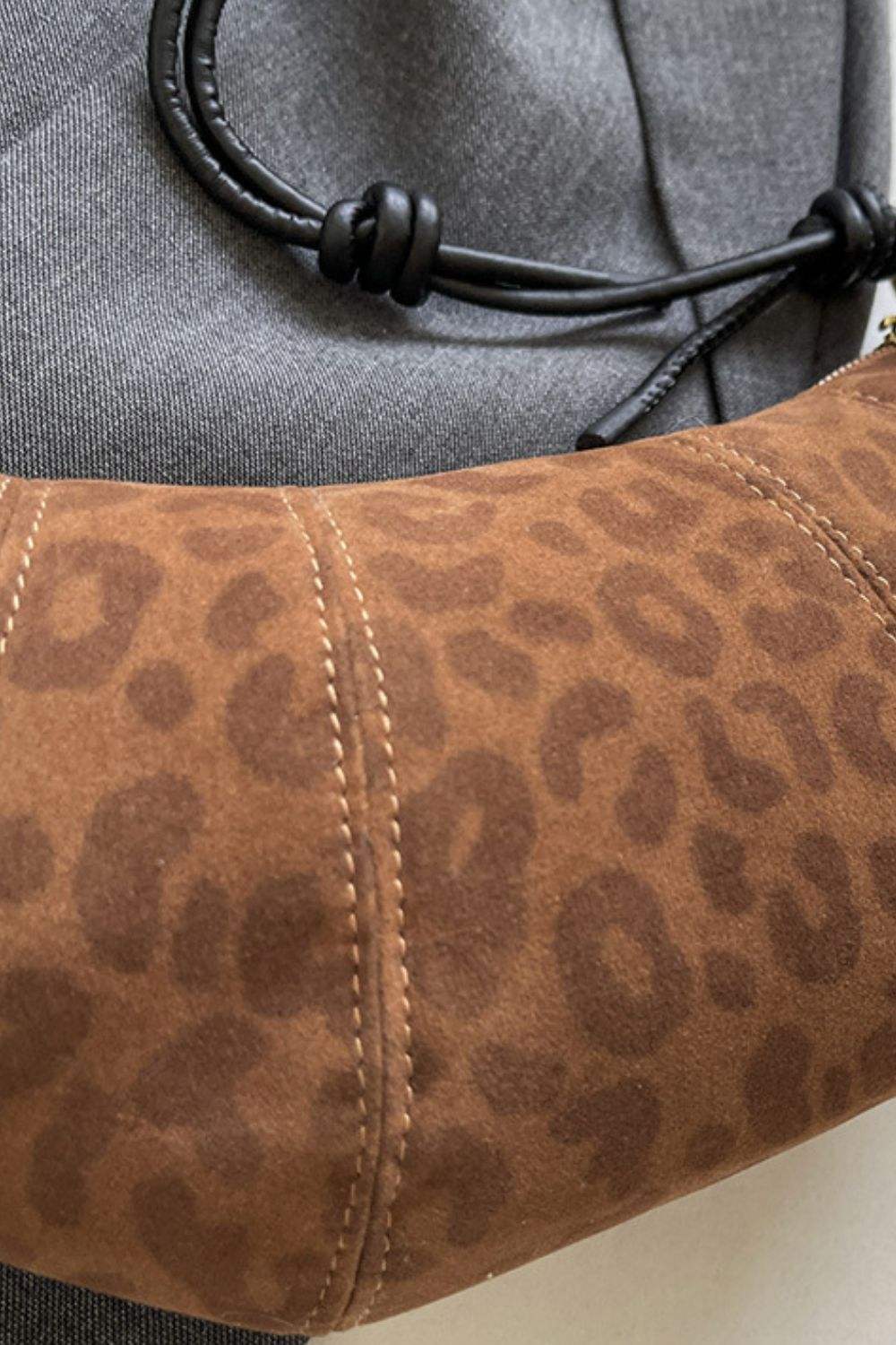 PU Leather Strap Suede Shoulder Bag - Trendsi - Flyclothing LLC