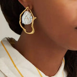 18K Gold-Plated Pearl Earrings - Trendsi - Flyclothing LLC