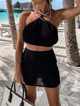 Tied Top and Drawstring Mini Skirt Set - Trendsi - Flyclothing LLC