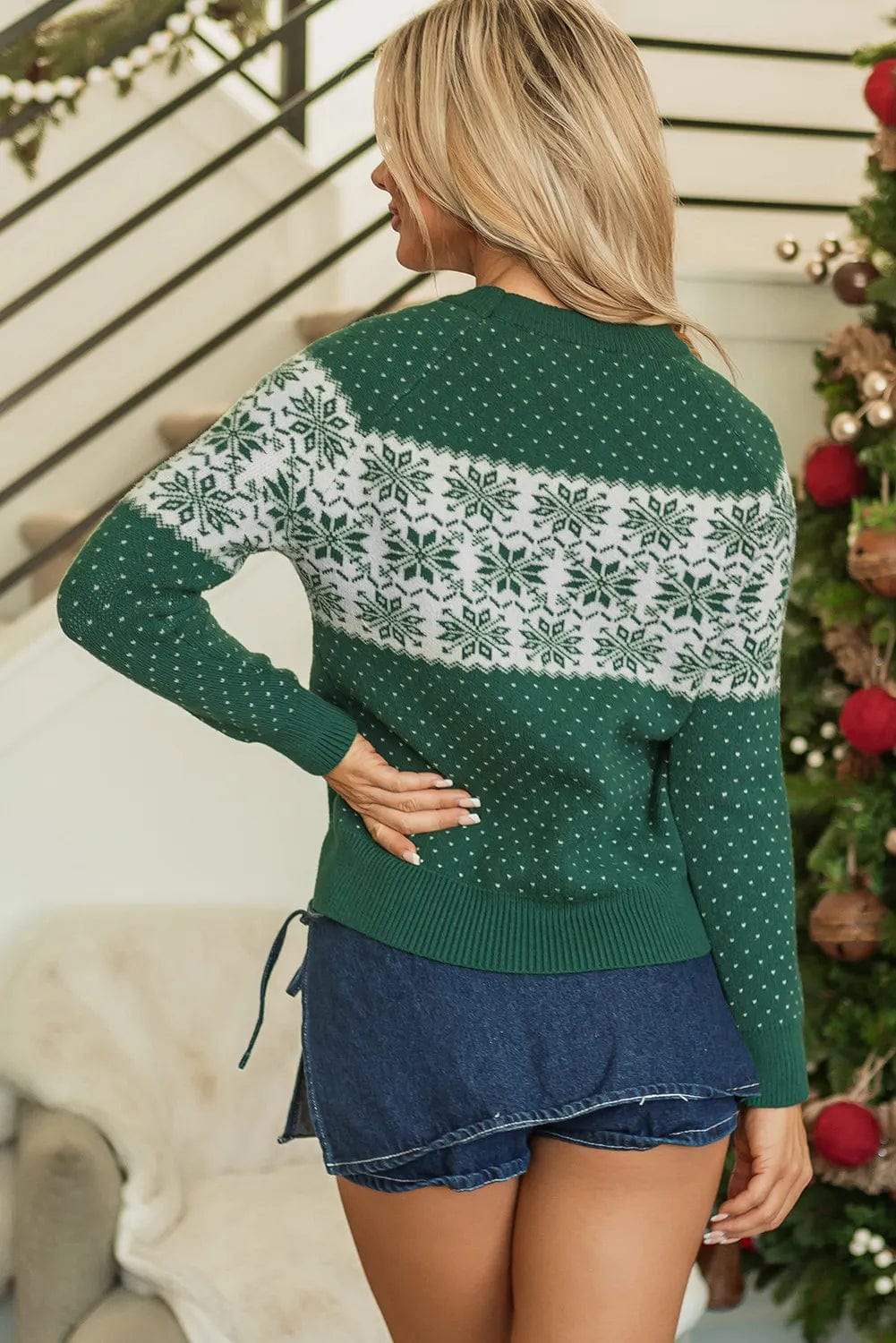 Graphic Round Neck Long Sleeve Sweater - Trendsi - Flyclothing LLC