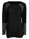 Full Size Striped Quarter Button Long Sleeve T-Shirt - Trendsi - Flyclothing LLC