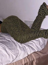 Striped Fuzzy Textured Knit Pants - Trendsi - Flyclothing LLC