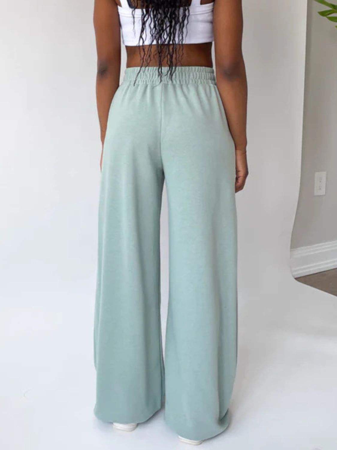 Elastic Waist Wide Leg Pants - Trendsi - Flyclothing LLC