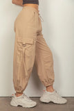 VERY J Elastic Waist Woven Cargo Pants - Trendsi
