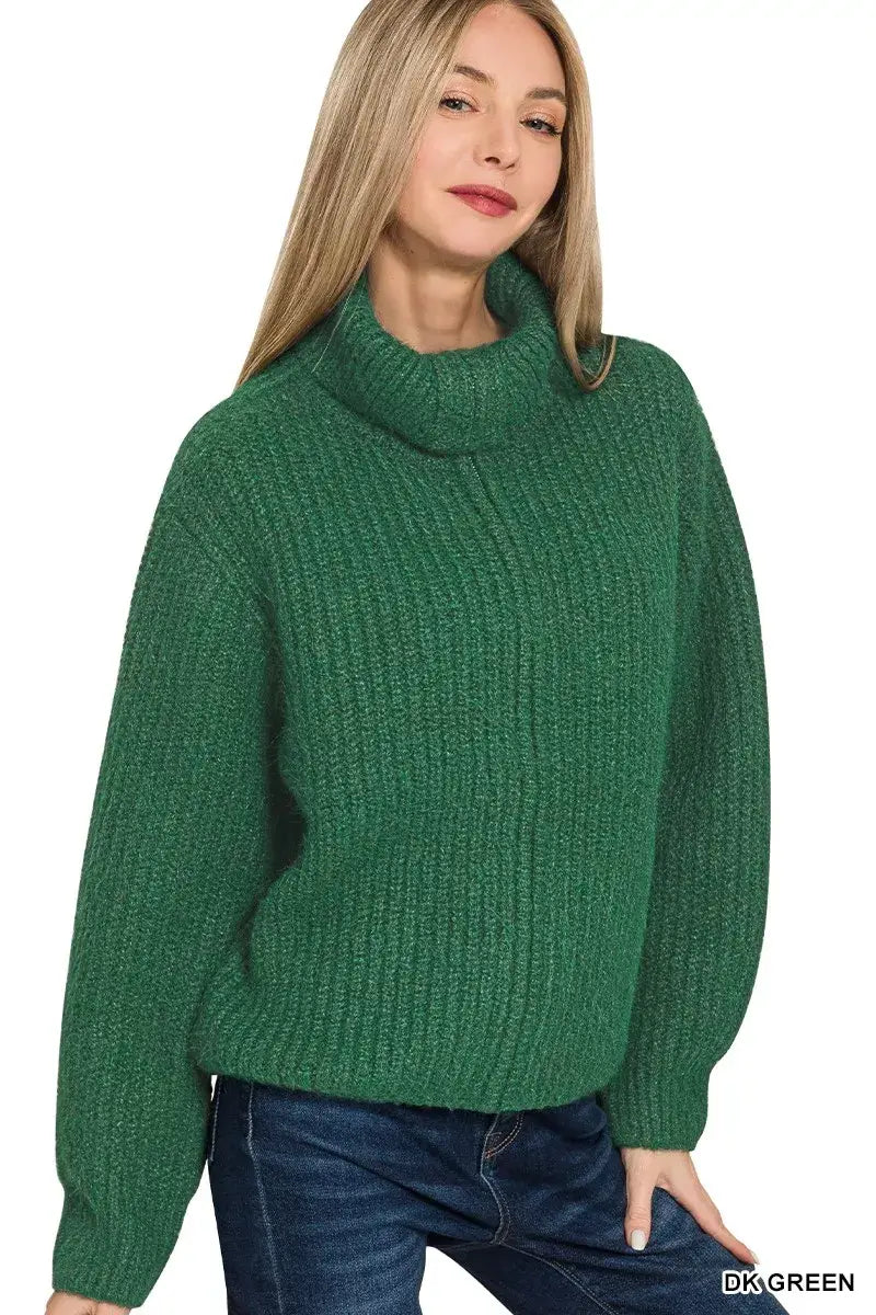 Zenana High Neck Full Zip Sweater Cardigan - Trendsi - Flyclothing LLC