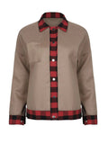 Plaid Trim Long Sleeve Jacket - Trendsi