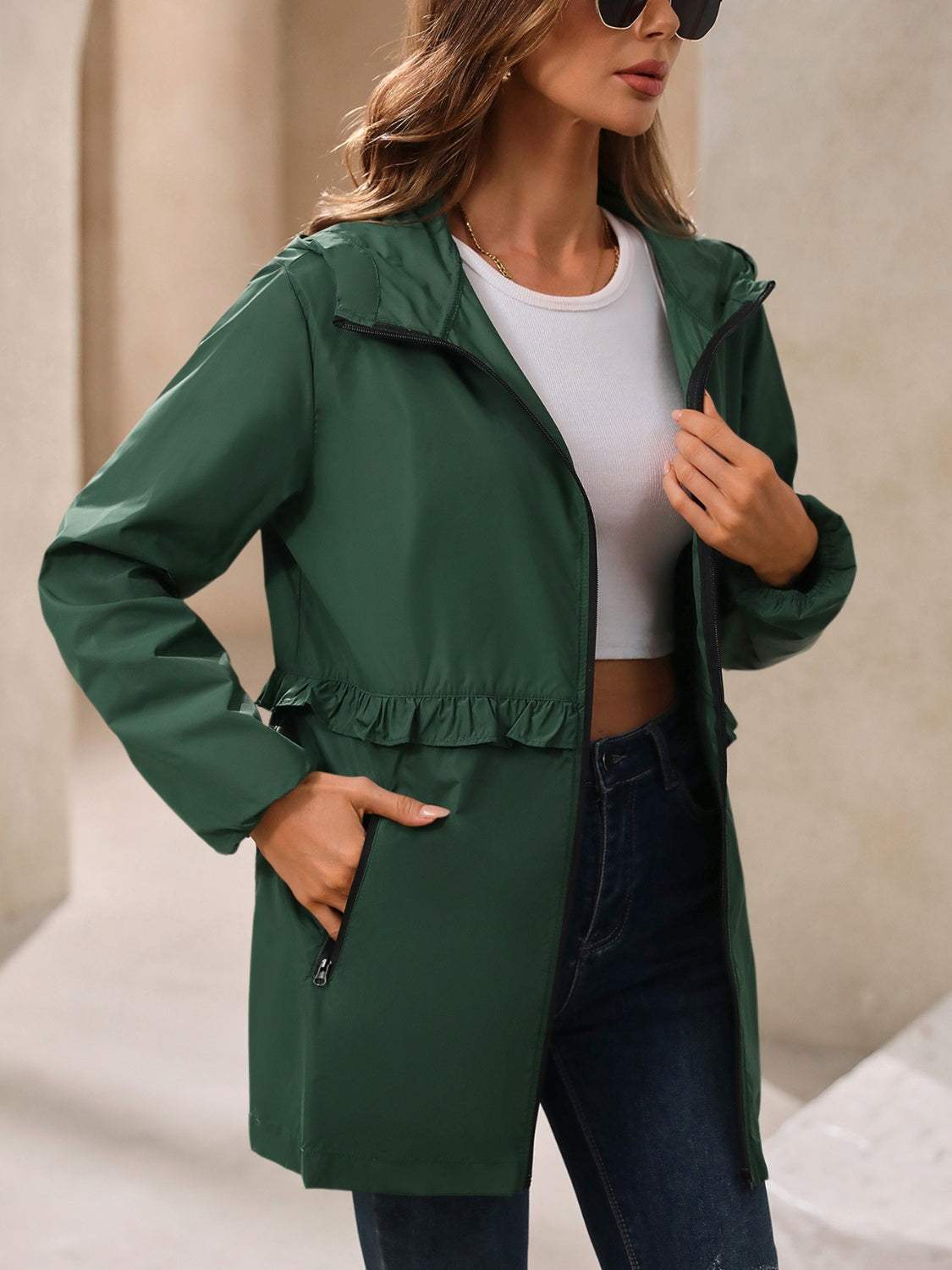 Ivy Lane Outdoor Waterproof Long Sleeve Hooded Windbreaker - Trendsi - Flyclothing LLC