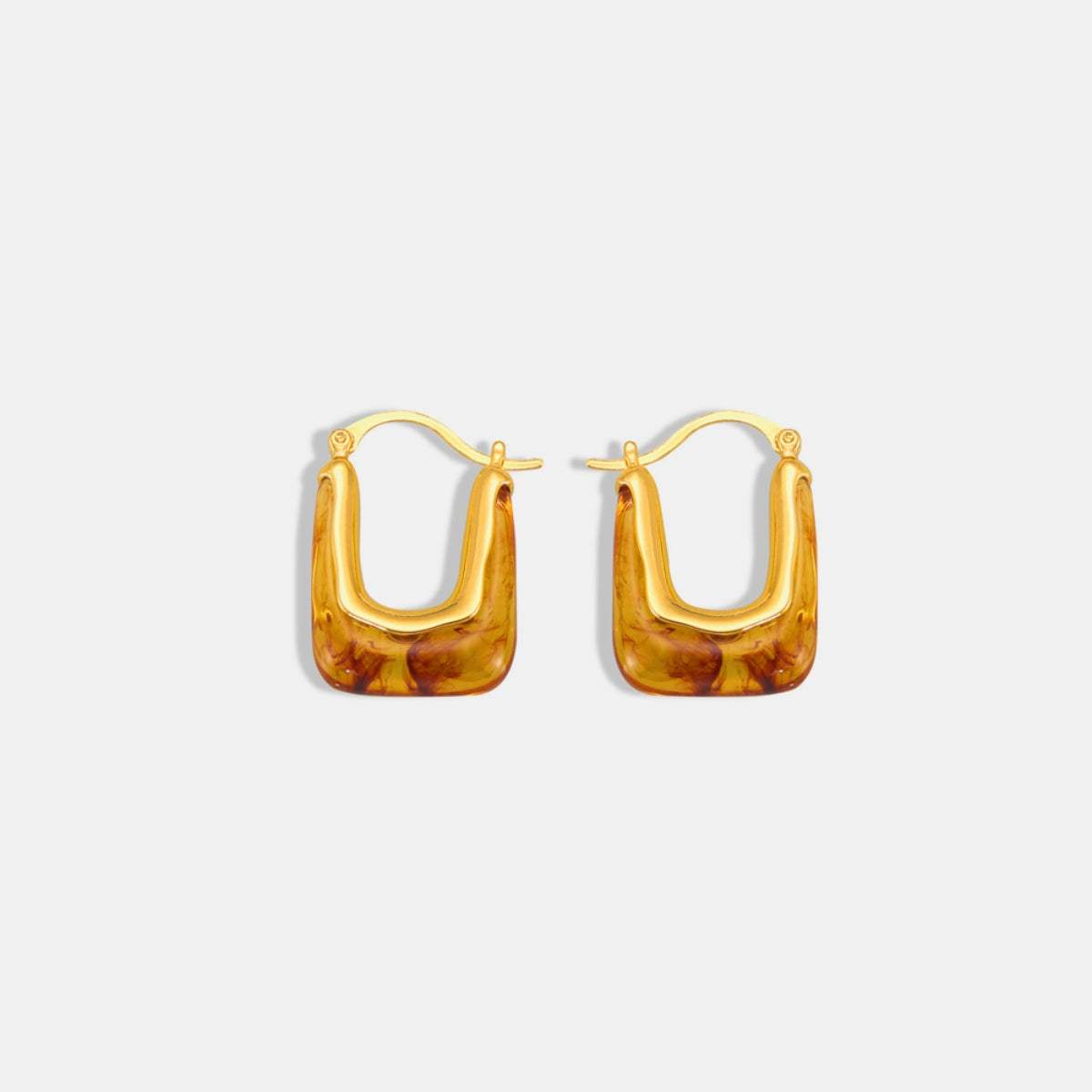 Resin Copper U Shape Earrings - Trendsi - Flyclothing LLC