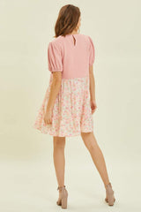HEYSON Full Size Round Neck Floral Ruffle Hem Mini Dress - Trendsi - Flyclothing LLC