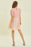 HEYSON Full Size Round Neck Floral Ruffle Hem Mini Dress - Trendsi