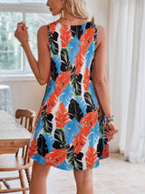 Lace Detail Printed V-Neck Sleeveless Dress - Trendsi - Flyclothing LLC