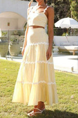Contrast Trim Cami and Maxi Skirt Set - Trendsi - Flyclothing LLC