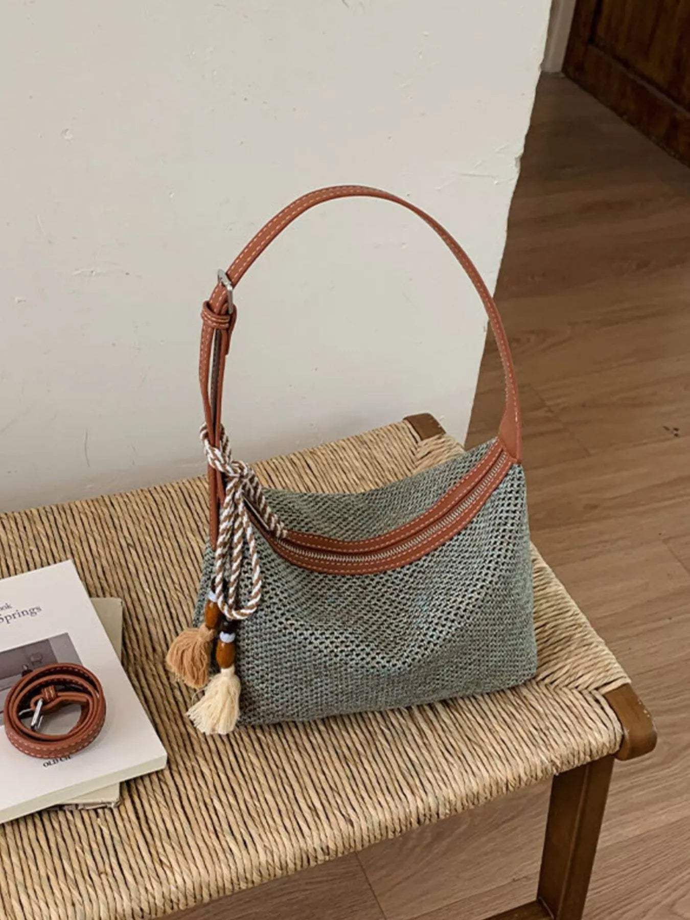Woven Shoulder Bag with Tassel - Trendsi - Flyclothing LLC