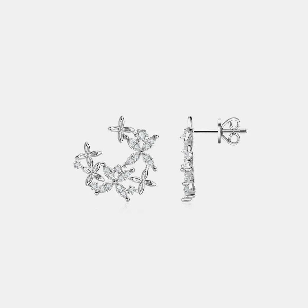 925 Sterling Silver Moissanite Lucky Clover Earrings - Trendsi - Flyclothing LLC