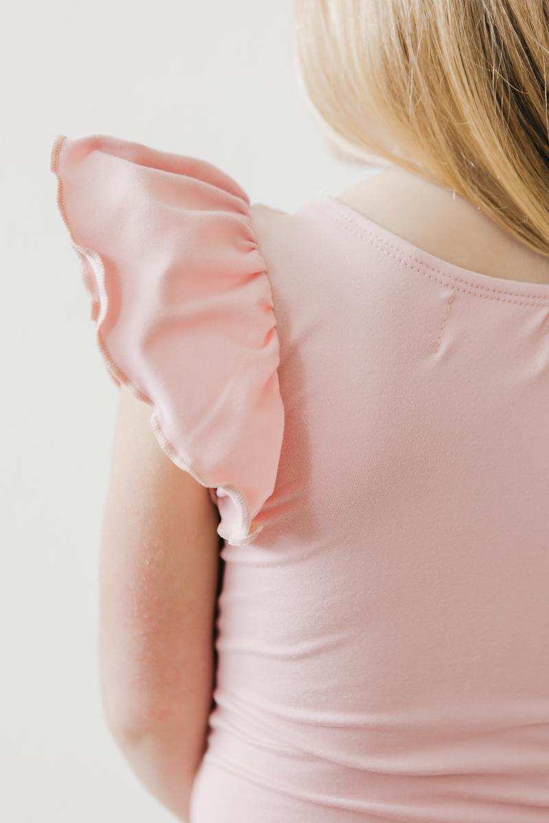 Vintage Pink S/S Flutter Sleeve Leotard - Mila & Rose ® - Flyclothing LLC