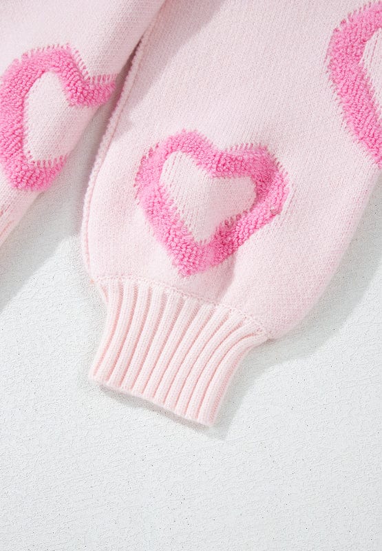 High-Low Heart Round Neck Long Sleeve Sweater - Trendsi