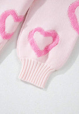 High-Low Heart Round Neck Long Sleeve Sweater - Trendsi - Flyclothing LLC