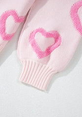 High-Low Heart Round Neck Long Sleeve Sweater - Trendsi