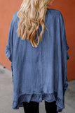 Ruffled Open Front Denim Top - Trendsi