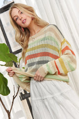 ADORA Stripe Long Sleeves Knit Top - Trendsi - Flyclothing LLC