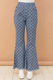 And The Why Checkerboard High Waist Bell Pants - Trendsi - Flyclothing LLC
