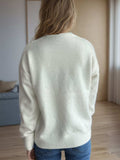 Round Neck Drop Shoulder Long Sleeve Sweater - Trendsi - Flyclothing LLC