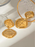 18K Gold-Plated Stainless Steel Square Earrings - Trendsi - Flyclothing LLC