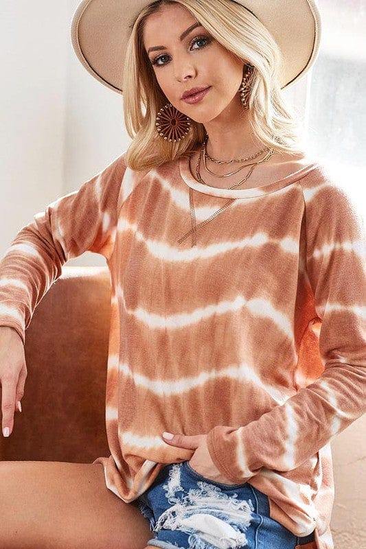 BiBi Tie Dye French Terry T-Shirt With Side Slits - Trendsi