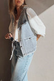Frayed Edge Flap Pockets Denim Vest Jacket - Trendsi - Flyclothing LLC