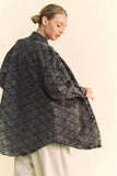 Davi & Dani Curved Hem Diamond Quilted Button Up Denim Shacket - Trendsi