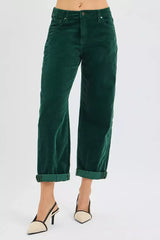 RISEN High Rise Crop Barrel Cordurory Pants - Trendsi - Flyclothing LLC